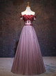 Chic Burgundy Prom Dress Off The Shoulder Cheap Prom Dress #ER142