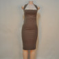 Women Sexy Bodycon Bandage Dress Black Halter Strapless Sleeveless Club Knee-Length