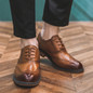 High Quality Oxford Shoes Men Brogues Shoes Lace-Up Bullock Business Dress Shoes Male Formal Shoes Plus Size 38-44 F7-86