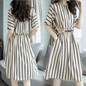 Vertical stripe five sleeve slim women's dress