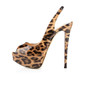 AIWEIYi Women's High Heels Peep Toe Sandals Sexy Leopard Print Pumps Shoes Platform
