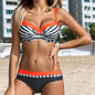 Bikini Push up Sexy Women Swimsuit Striped Patchwork