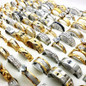 Wholesale 30pcs women ring set men unisex big rhinestone zircon engagement gold silver plated stainless steel jewelry wedding