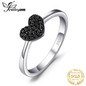 JewelryPalace Heart Natural Black Spinel Ring 925 Sterling Silver Rings for Women Engagement Ring Silver 925 Gemstones Jewelry