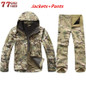 Tactical Soft Shell Fleece Jacket Men Winter Army Military Waterproof Suit Coats Outwear Camouflage Camo Shark Skin Jackets Set