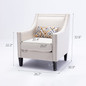 Modern Leisure chair accent armchair living room lounge chair with nailheads and solid wood legs Beige Linen