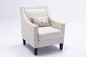 Modern Leisure chair accent armchair living room lounge chair with nailheads and solid wood legs Beige Linen