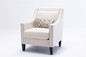 Modern Leisure chair accent armchair living room lounge chair with nailheads and solid wood legs Beige Linen