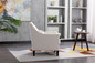 Modern Leisure chair accent armchair living room lounge chair with nailheads and solid wood legs Beige Linen