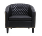 Accent Barrel Office chair living room chair with nailheads and solid wood legs Black pu leather