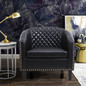 Accent Barrel Office chair living room chair with nailheads and solid wood legs Black pu leather