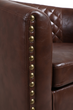 Accent Barrel Office chair living room chair with nailheads and solid wood legs Brown pu leather