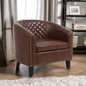Accent Barrel Office chair living room chair with nailheads and solid wood legs Brown pu leather