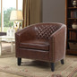Accent Barrel Office chair living room chair with nailheads and solid wood legs Brown pu leather
