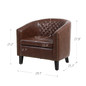 Accent Barrel Office chair living room chair with nailheads and solid wood legs Brown pu leather