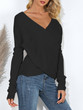 Surplice Neck Long Sleeve Casual Sweater