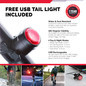 USB Rechargeable Bike Light, Fits All Bicycles, Hybrid, Road, MTB, with Quick Release.