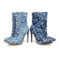 Women Ankle Boots Booties Stilettos High Heels Pumps Shoes Denim Pointed Toe