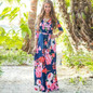 Women Summer Floral Print Maxi Dress Boho Style Long Beach Dress