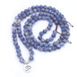 Sodalite Natural Stone Beads and Ancient Silver Charm Pendant Mala Necklace