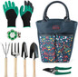 Garden Tools Set, 9 Piece Gardening Organizer Kit with Storage Tote Bag.