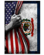 West Virginia Flag And American Flag Vertical Poster 4th Of July Poster Bedroom Wall Decor