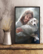 Beagle Lab With Jesus Poster Christian Art Wall Decor