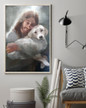 Beagle Lab With Jesus Poster Christian Art Wall Decor