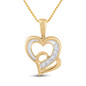 Diamond Heart & Love Symbol Pendant |  10kt Yellow Gold Womens Round Diamond Double Heart Pendant 1/20 Cttw |  Splendid Jewellery