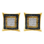 Men's Diamond Earrings |  10kt Yellow Gold Mens Yellow Blue Color Enhanced Diamond Square Cluster Earrings 1/3 Cttw |  Splendid Jewellery