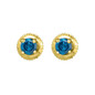 Earrings |  10kt Yellow Gold Womens Round Blue Color Enhanced Diamond Solitaire Earrings 1/2 Cttw |  Splendid Jewellery