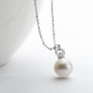 Queen Crown Sterling silver 9.5-10mm Freshwater White Pearl Pendant Necklace