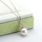 Queen Crown Sterling silver 9.5-10mm Freshwater White Pearl Pendant Necklace