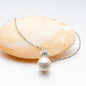 Queen Crown Sterling silver 9.5-10mm Freshwater White Pearl Pendant Necklace