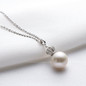 Sterling Silver Freshwater White 9.5-10mm Pearl Necklace Crown Pendant for Women