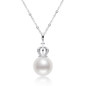 Sterling Silver Freshwater White 9.5-10mm Pearl Necklace Crown Pendant for Women