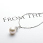 Sterling Silver Freshwater White 9.5-10mm Pearl Necklace Crown Pendant for Women