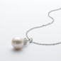 Sterling Silver Freshwater White 9.5-10mm Pearl Necklace Crown Pendant for Women
