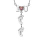 I Love You Heart Birthstone Necklace With Feet