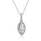 925 Sterling Silver Marquise Cut Created White Diamond Pendant Necklace