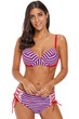Reddish Multi Striped Bikini Tie Side Bottom Swimsuit
