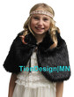 Bridal Black Faux Fur Cape Fox for Child, faux fur shrug, faux fur wrap, faux fur stole