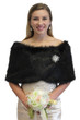 Bridal Shawl Wrap, Black faux fur wedding wrap, faux fur stole, faux fur shrug, fur shawl