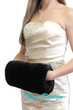 Bridal black faux fur handmuff, faux fur muff for Winter