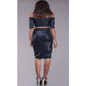 Women's Black Faux Leather Halter Top Dress Set
