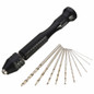 Drillpro Mini Aluminum Hand Drill with Keyless Chuck and 10pcs Twist Drills Rotary Tool