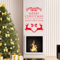 Happy New Year Merry Christmas Run Deer Vinyl Removable Paper Wall Sticker for Kids Room Living Room Bedroom Party Decorations Wall Decal Home Decor PVC Wall Decal