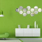 Honana DX-Y5 12Pcs Cute Silver DIY Sexangle Mirror Wall Stickers Home Wall Bedroom Office Decor