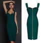 BEAUKEY 2020 New Summer Green Bandage Dress Women Sexy Sleeveless Spaghetti Strap Red Club Celebrity Evening Party Dress Vestido