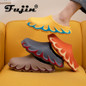 fujin unisex home slippers warm shoes winter plush fur  slipper waterproof bathroom house indoor anti skid slipper for women men